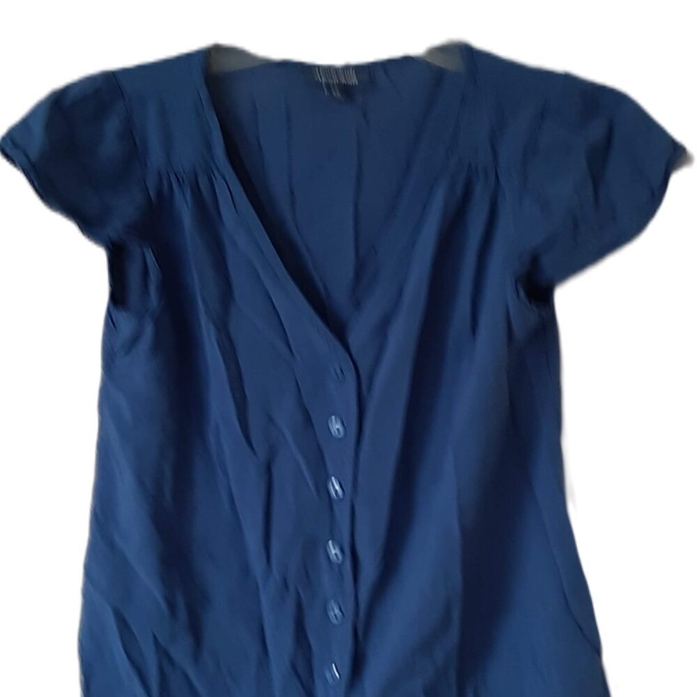 Soft Blue Button Down Sleeveless ModCloth Top Blouse Sz Small